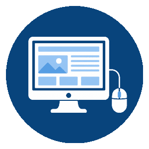 Online content computer screen and mouse illustration
