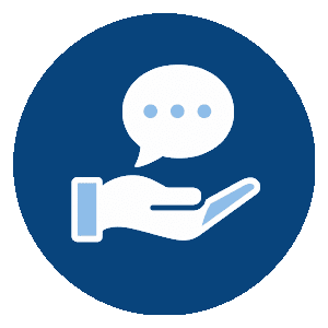 Support and advice hand with speech bubble illustration